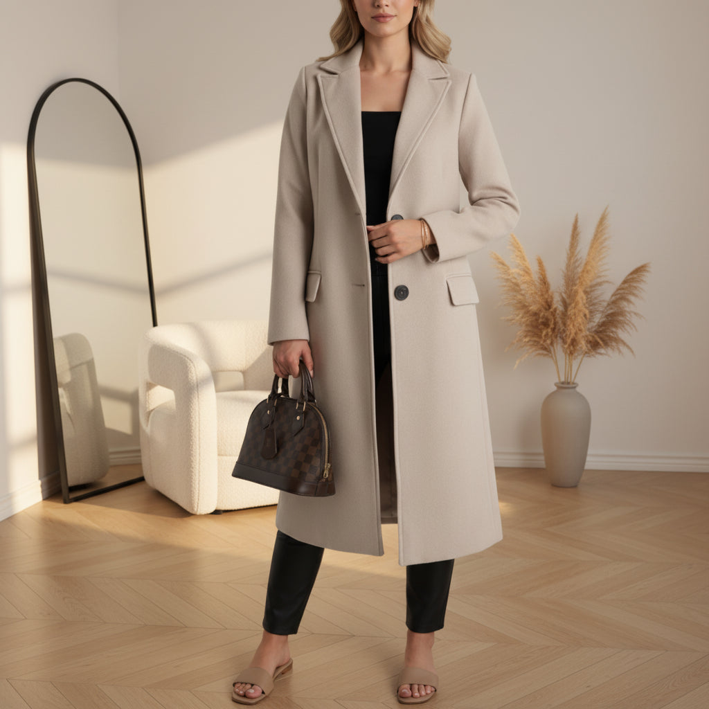 Judith™ | Elegante Lange Jas — Beige
