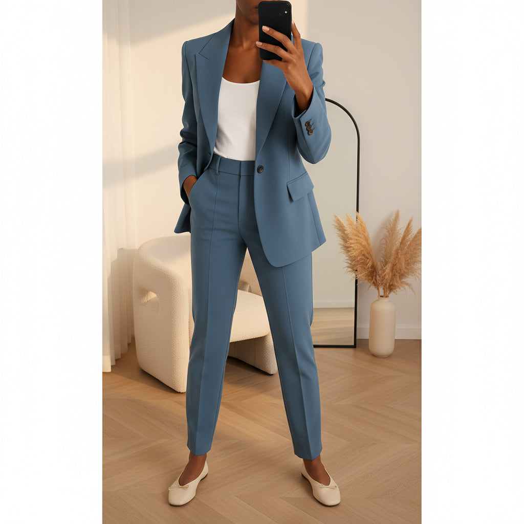 ELIZA - Elegant Pak met Klassieke Blazer — Blauw