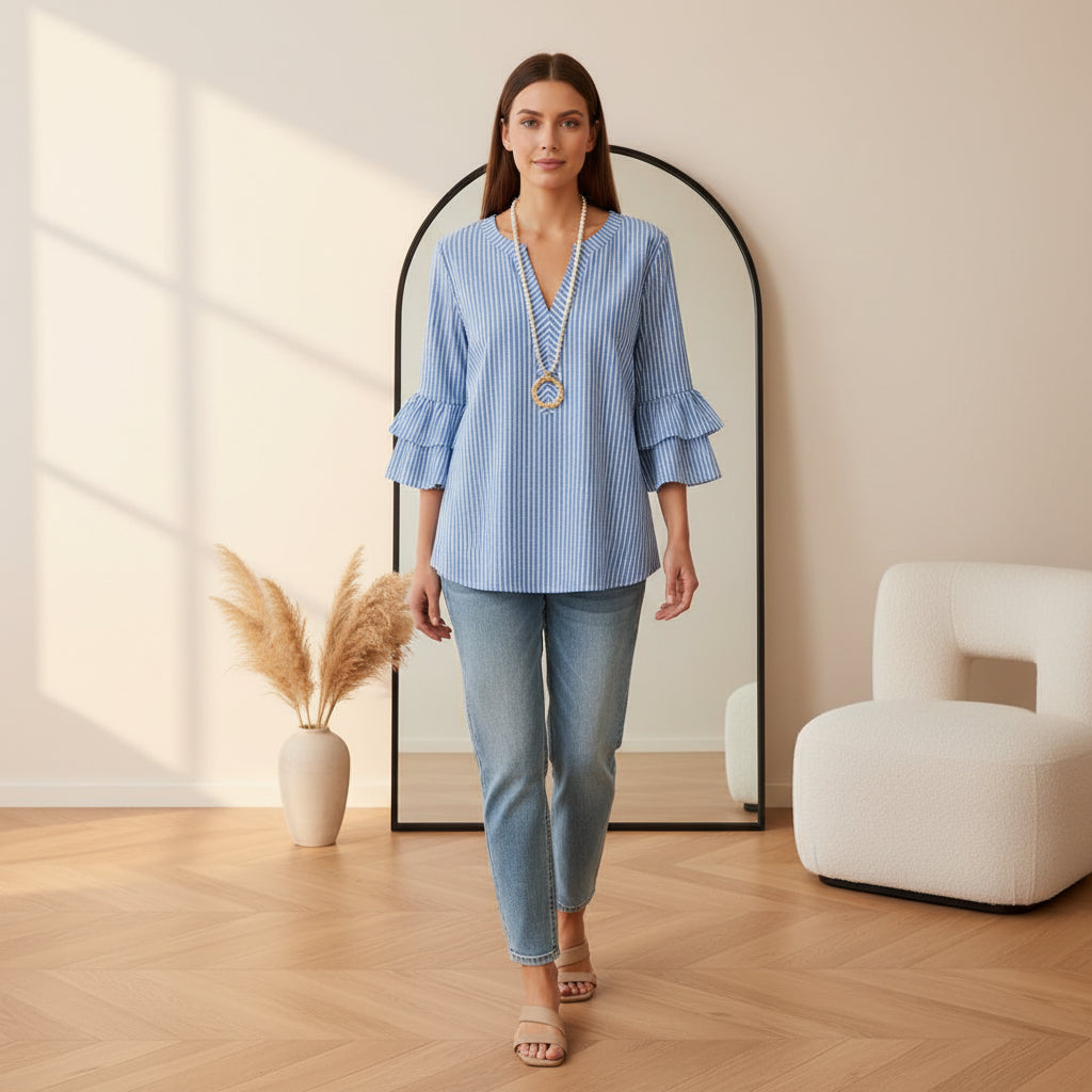 Kay™ | Luchtige Dagelijkse Blouse — Blauw