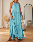 Courtney™ | Elegante Mouwloze Jurk met Ruches — Blauw