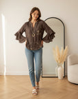 Kay™ | Luchtige Dagelijkse Blouse — Bruin