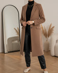 Judith™ | Elegante Lange Jas — Bruin