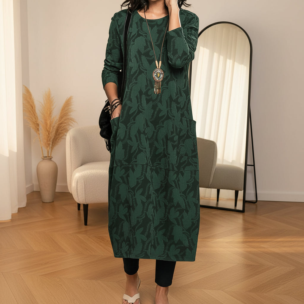 Aurora™ | Elegante Winter Jurk met Ronde Hals — Groen