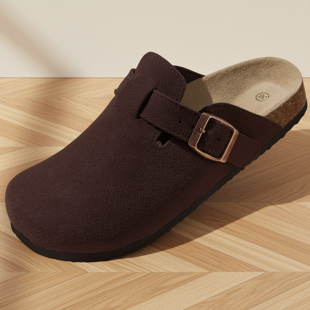 Elegante Suède Clog - Tijdloos Comfort en Stijl — Koffie