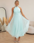 Catalina | Elegante Tule Jurk voor Bruiloftsgasten — Lichtblauw