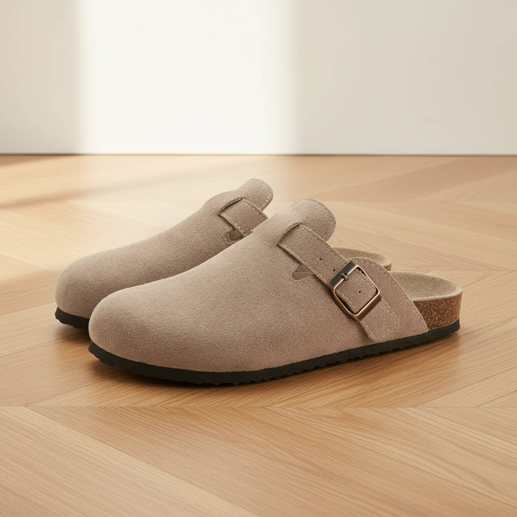 Elegante Suède Clog - Tijdloos Comfort en Stijl — Lichtbruin