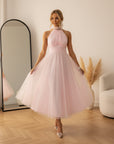 Catalina | Elegante Tule Jurk voor Bruiloftsgasten — Roze