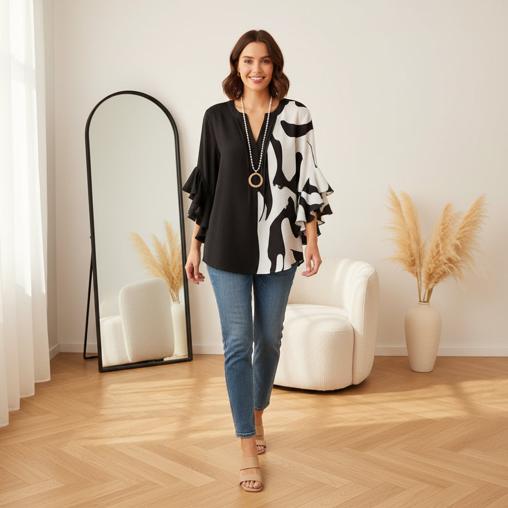 Kay™ | Luchtige Dagelijkse Blouse — Zwart