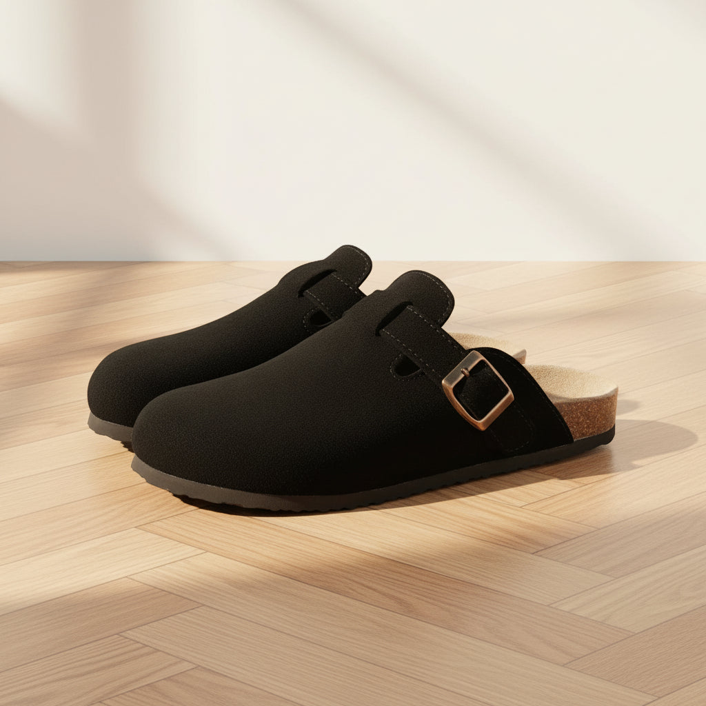Elegante Suède Clog - Tijdloos Comfort en Stijl — Zwart