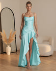 ARIA | Elegante Avondjurk met Split — Aquablauw