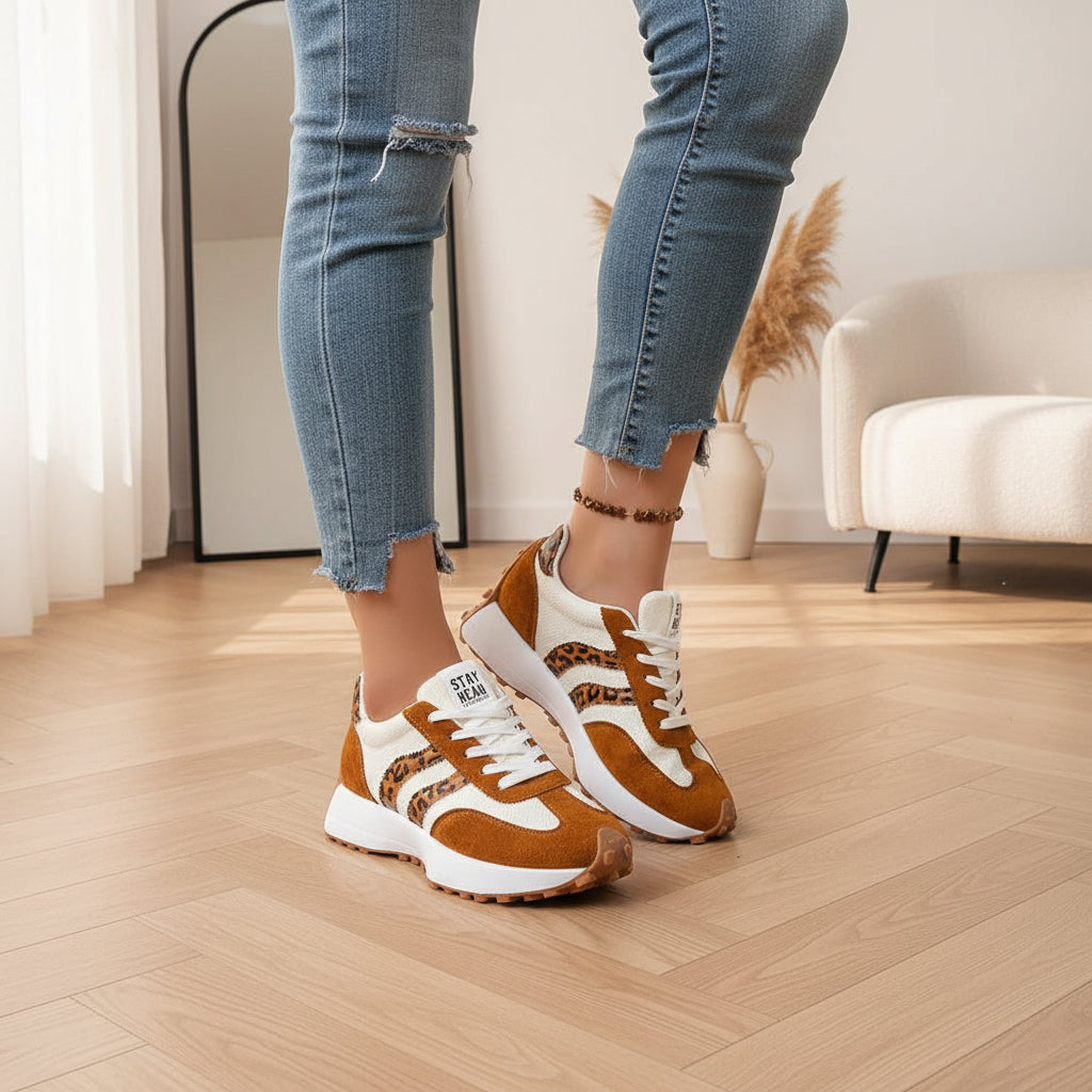 Alina | Lichte en Comfortabele Sneakers voor Optimale Ondersteuning — Beige Luipaard