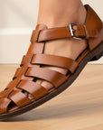 Premium Leren Sandalen voor Heren - Comfortabel & Antislip — Bruin