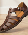 Premium Leren Sandalen voor Heren - Comfortabel & Antislip — Donkerbruin