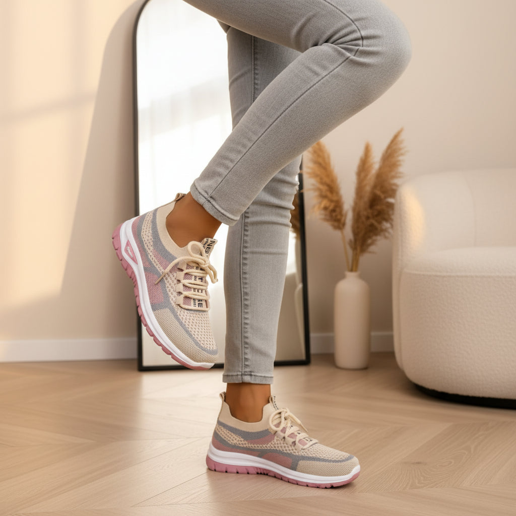 Nerina | Lichte en Comfortabele Sneakers voor Dames — Kaki-roze