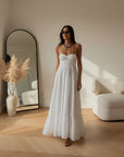Katoenen Maxi Jurk Hedy met Ingebouwd Corsage - Perfecte Pasvorm — Off White