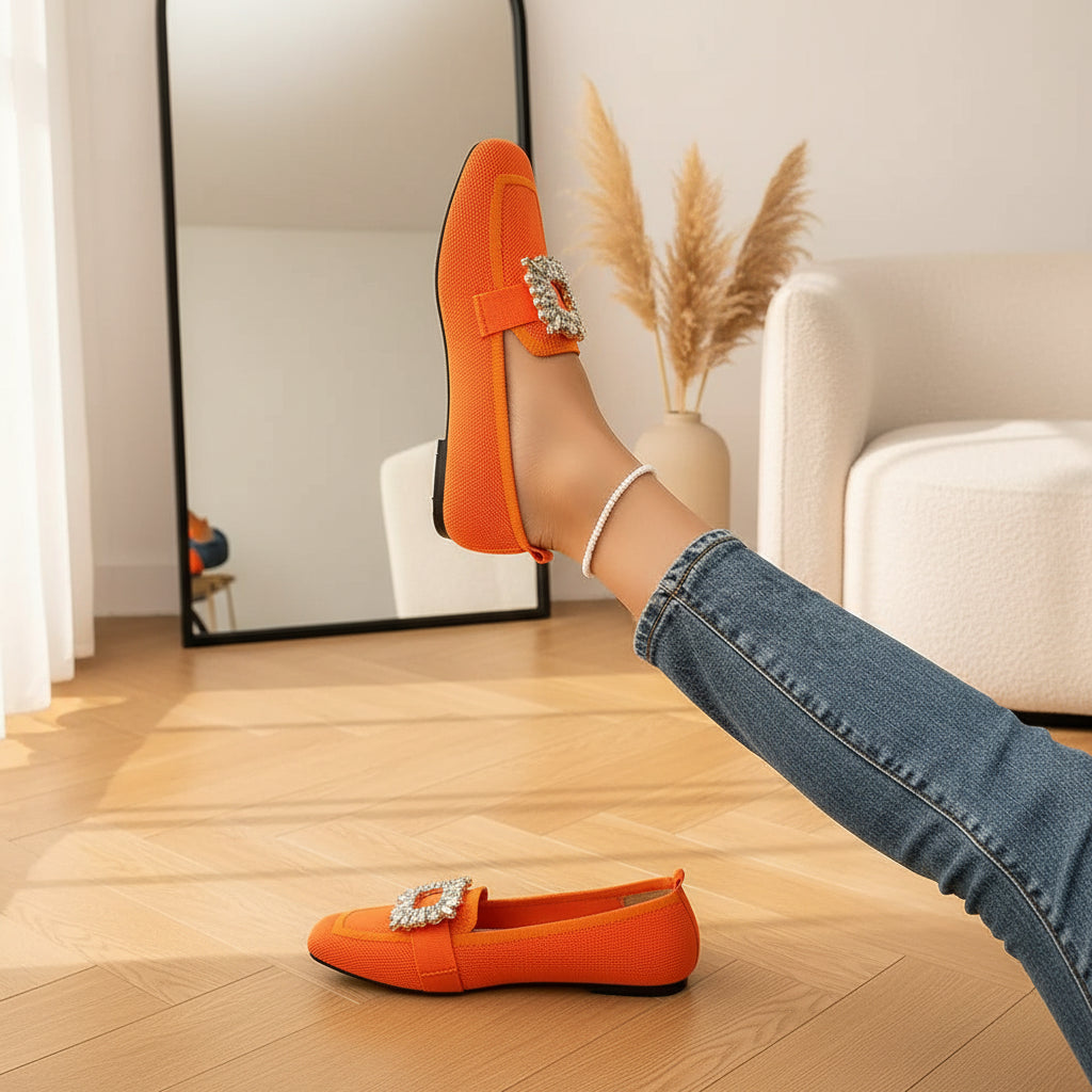 Carla - Elegante Platte Loafers — Oranje