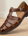 Premium Leren Sandalen voor Heren - Comfortabel & Antislip — Roodbruin