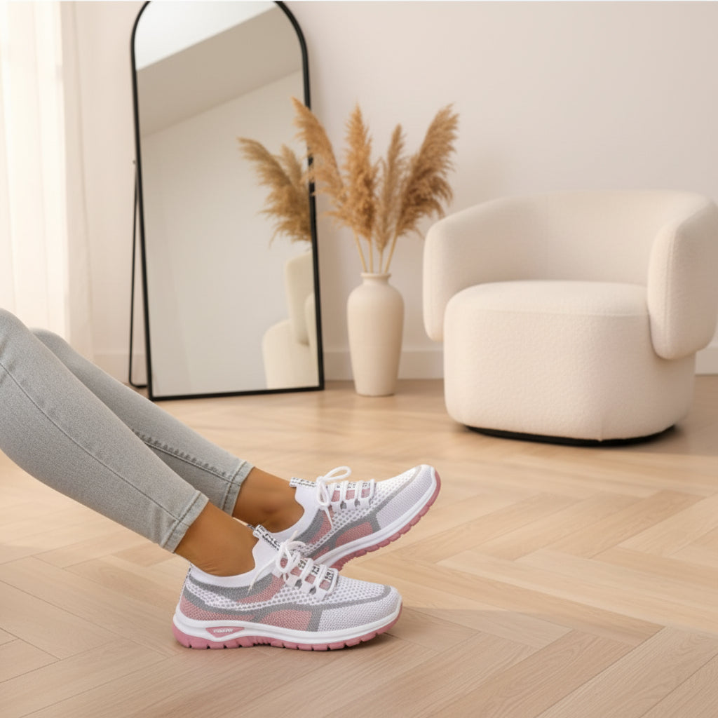 Nerina | Lichte en Comfortabele Sneakers voor Dames — Roze-wit