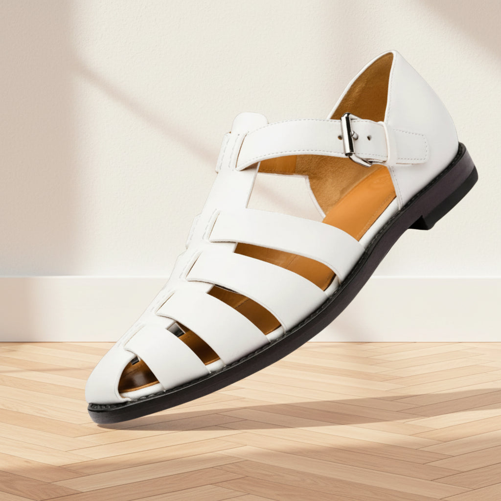 Premium Leren Sandalen voor Heren - Comfortabel &amp; Antislip — Wit