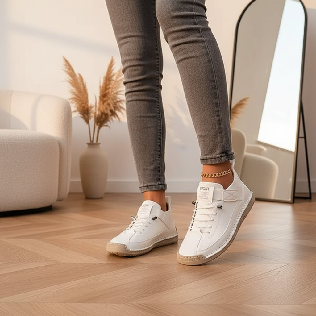 Elisa | Comfortabele Schoenen met Optimale Ondersteuning — Wit (grijze zool)