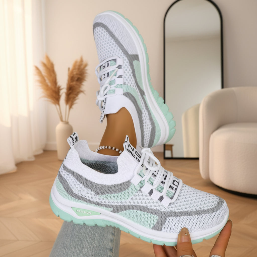 Nerina | Lichte en Comfortabele Sneakers voor Dames — Wit-groen
