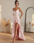 ARIA | Elegante Avondjurk met Split — Zacht Roze