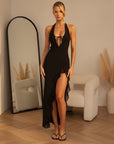 Cherry Crush Maxi Jurk — Zwart