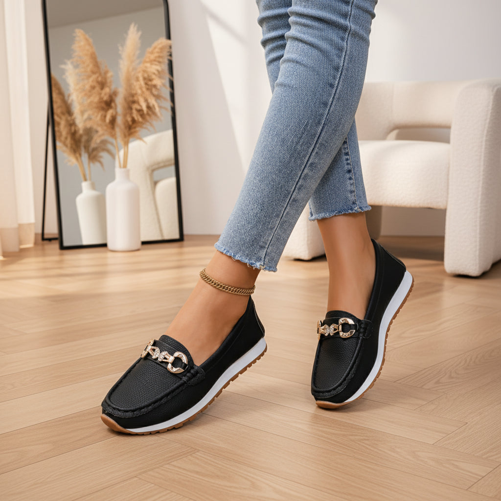 Elegante Platte Instappers voor Dames — Zwart