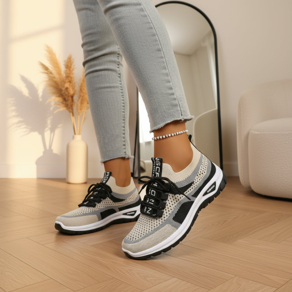 Nerina | Lichte en Comfortabele Sneakers voor Dames — Zwart-kaki
