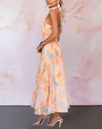 ESTHER - HALTERNECK JURK MET AQUARELPRINT