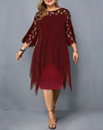 Stella - Dames Plus Size Vloeiende Gedrapeerde Midi Jurk
