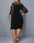 Stella - Dames Plus Size Vloeiende Gedrapeerde Midi Jurk