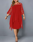 Stella - Dames Plus Size Vloeiende Gedrapeerde Midi Jurk