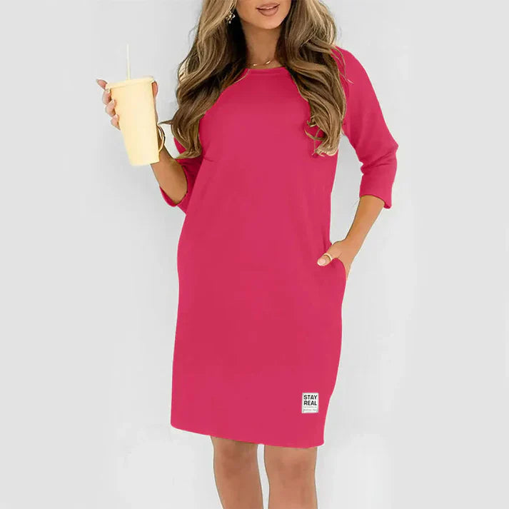 Dames Casual Losse Ronde Hals T-Shirt Jurk