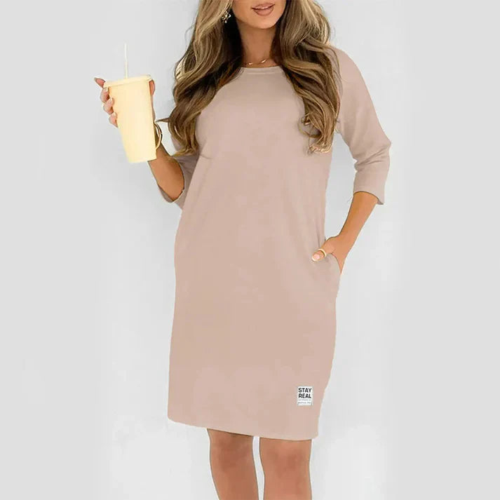Dames Casual Losse Ronde Hals T-Shirt Jurk