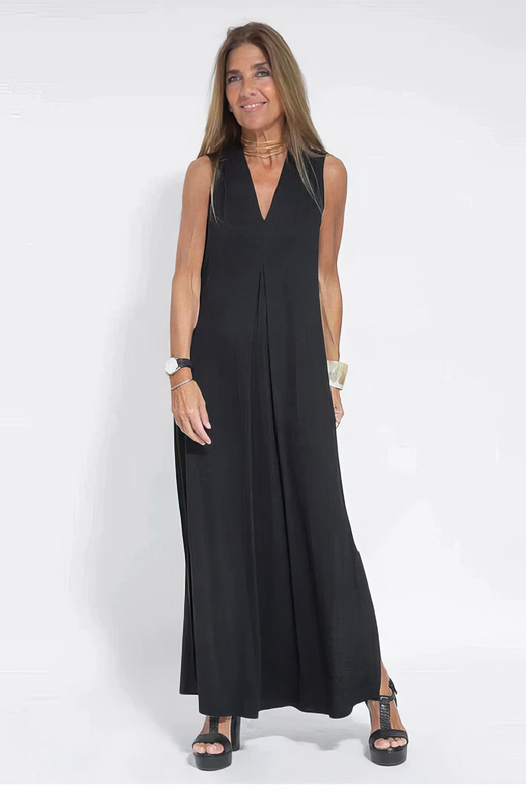Elegante Lange Jurk met Bijpassend Vest