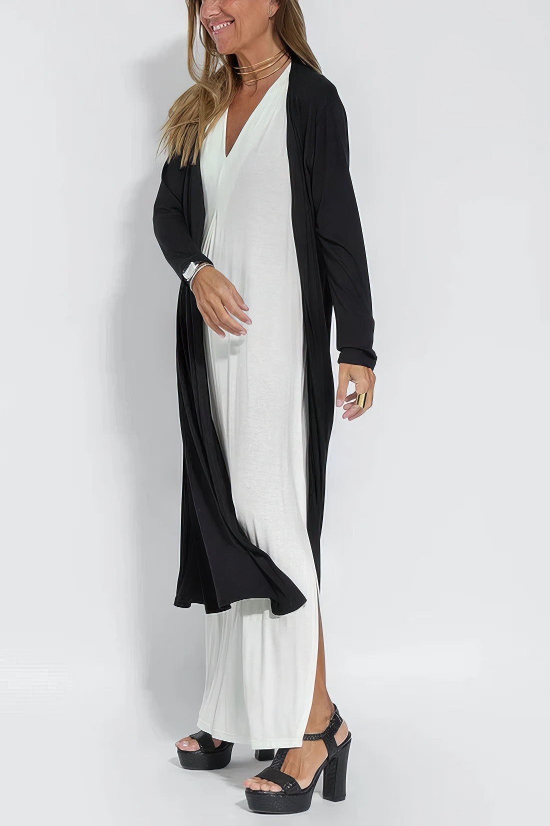 Elegante Lange Jurk met Bijpassend Vest