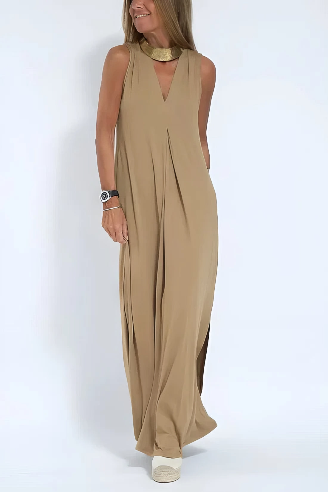 Elegante Lange Jurk met Bijpassend Vest
