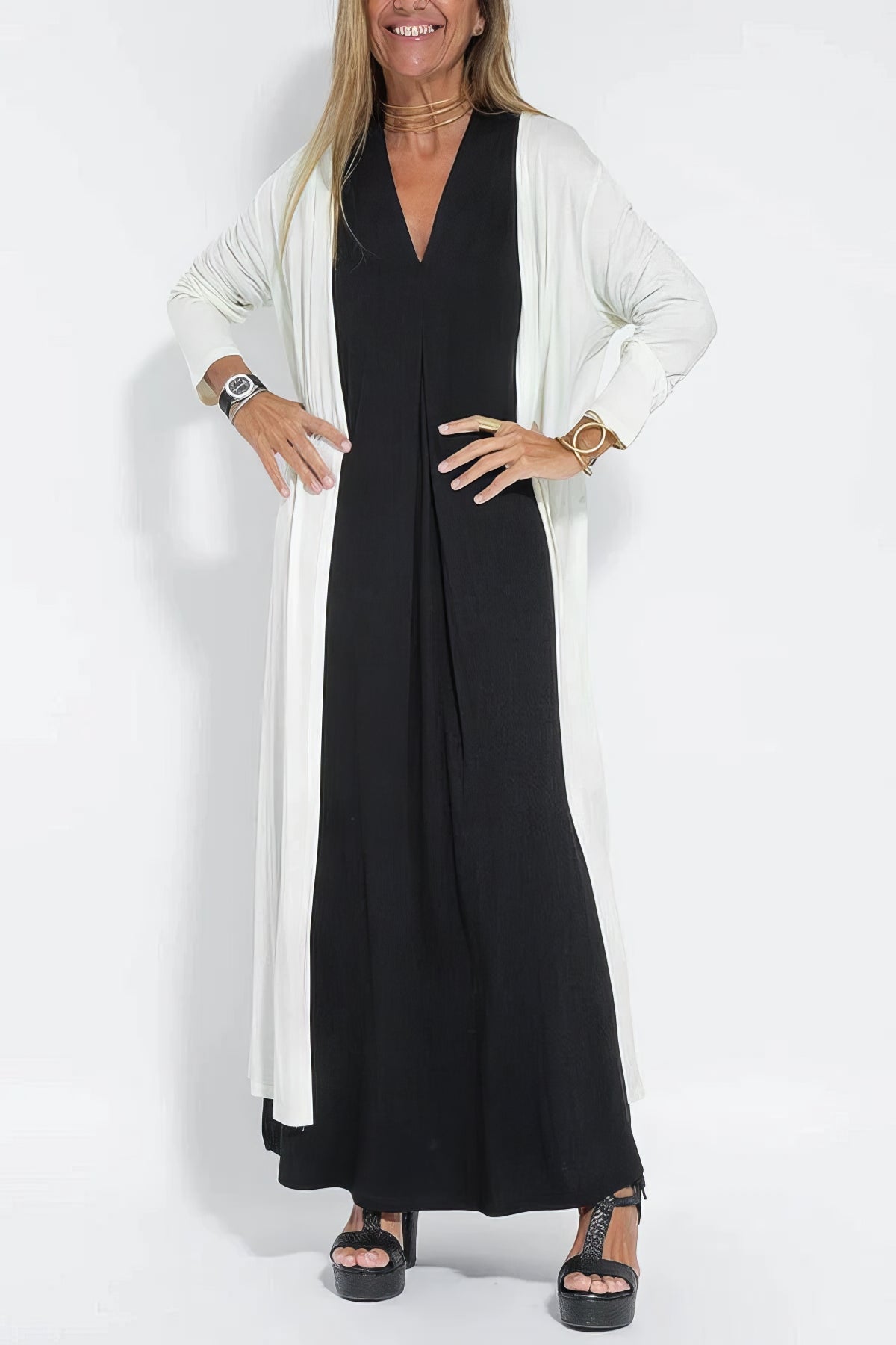 Elegante Lange Jurk met Bijpassend Vest