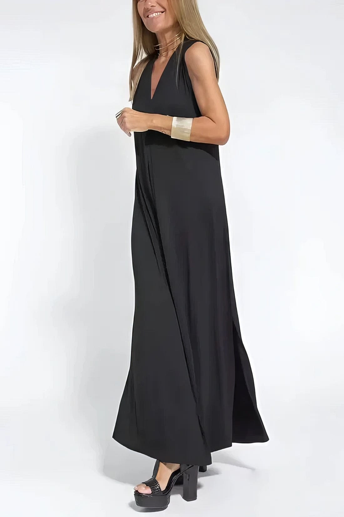 Elegante Lange Jurk met Bijpassend Vest